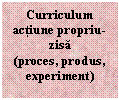 Text Box: Curriculum actiune propriu-zisa
(proces, produs, experiment)

