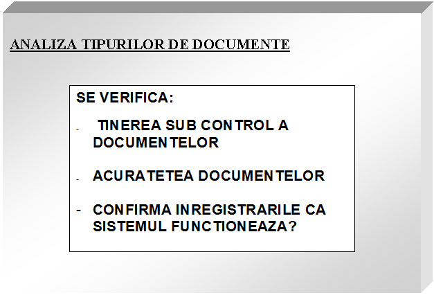 Text Box: ANALIZA TIPURILOR DE DOCUMENTE



 
