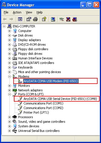 AnyDATA CDMA USB Modem (PID 6501) Driver